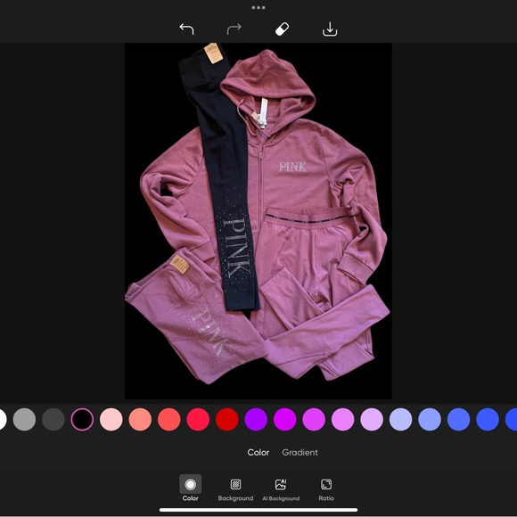 NEW VICTORIAS SECRET PINK BLING RELAXED FIT HOODIE & LEGGINGS or SHORT S-XXL NWT - Picture 6 of 6